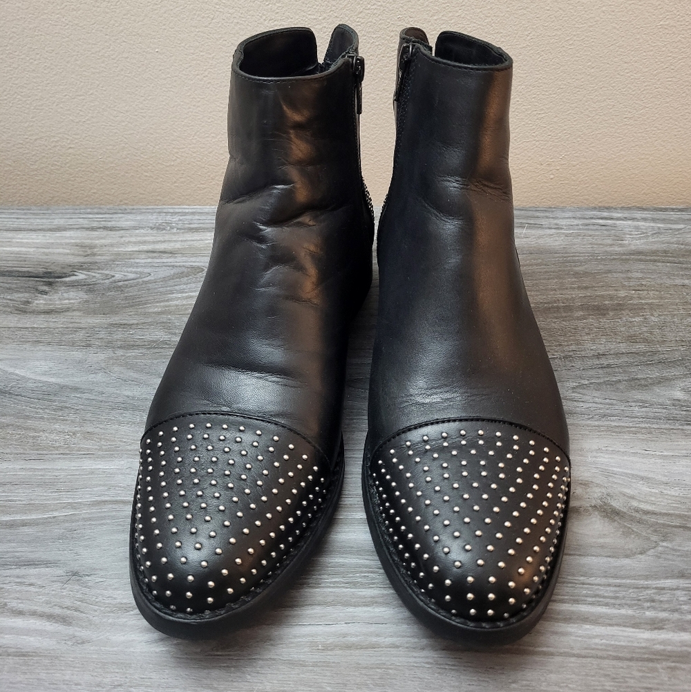 Stelle Monelle Studded Black Leather Ankle Boots Size 40 - Picture 3 of 13